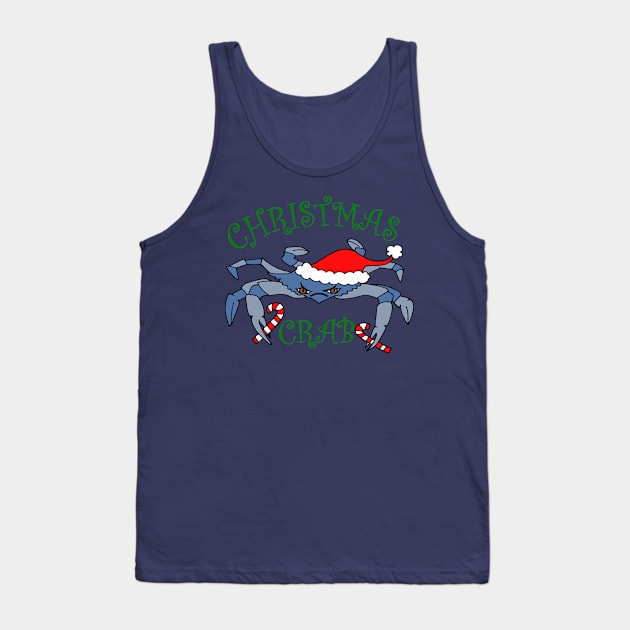 Funny Christmas Crab Maryland Blue Crab Tank Top by DesignFunk